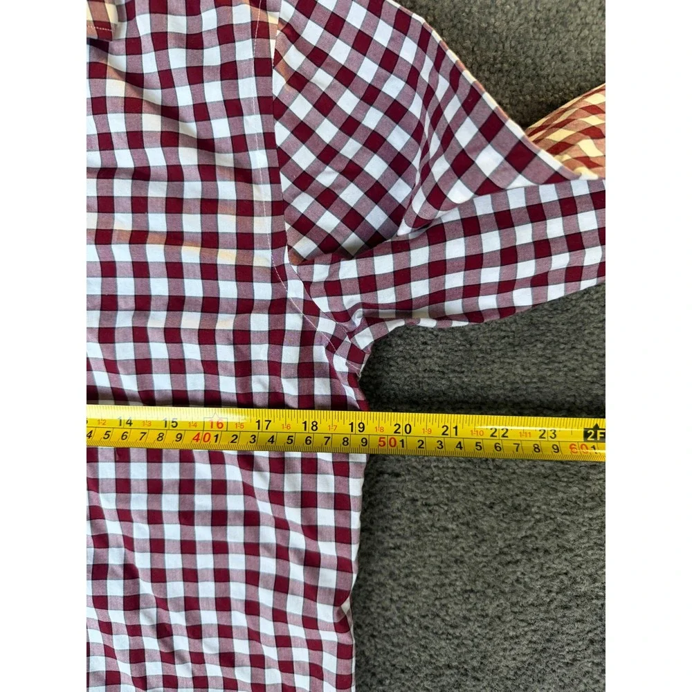 Banana Republic Camden Fit Gingham Shirt Mens Small Burgundy White Non-Iron